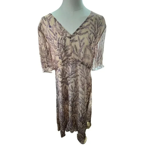 Sundance Dresses & Skirts - Sundance Women XL LilacSpring Dress Floral Midi Artsy Fairy Flutter Cottagecore